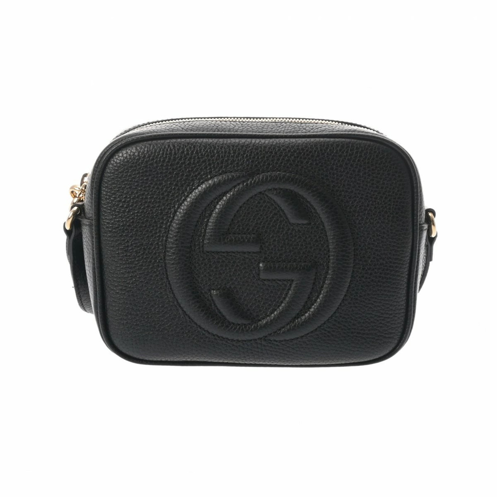 GUCCI Soho Interlocking GG Black Leather Shoulder Bag